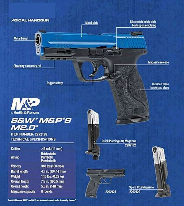 Umarex T4E Smith & Wesson M&P M2.0 .43 Caliber Training Pistol Paintball Gun Marker - Image 6