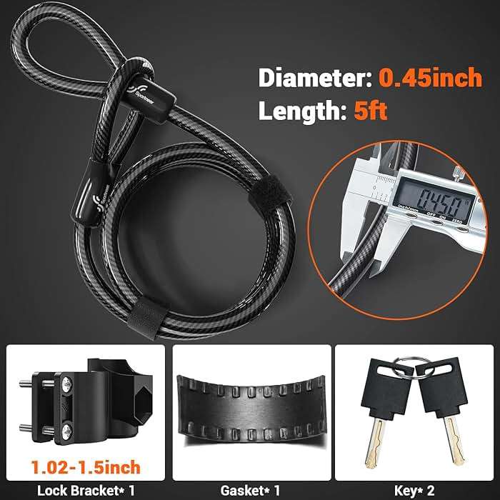 Sportneer Bike Lock: Heavy Duty Anti Theft Bike U Lock with 5ft Security Steel Cable - 17mm Shackle Bicycle U-Locks with 2 Keys & Mounting Bracket for Road Mountain Bike, Size 7.76''x5.02'', 1.64lb - Image 4