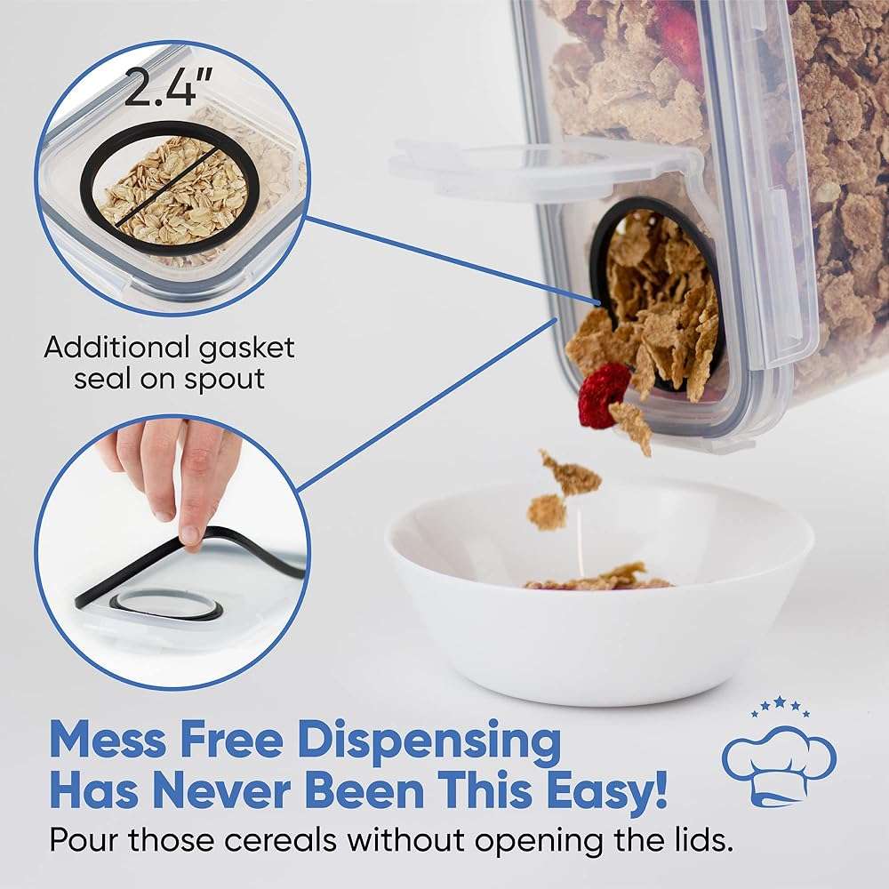 Cereal Containers Storage Set Large (4L,135.2 Oz), Airtight Food Storage Containers for Kitchen & Pantry Organization, Cereal Storage Container Set for Crunchiness, BPA Free Dispenser Keepers (4) - Image 3