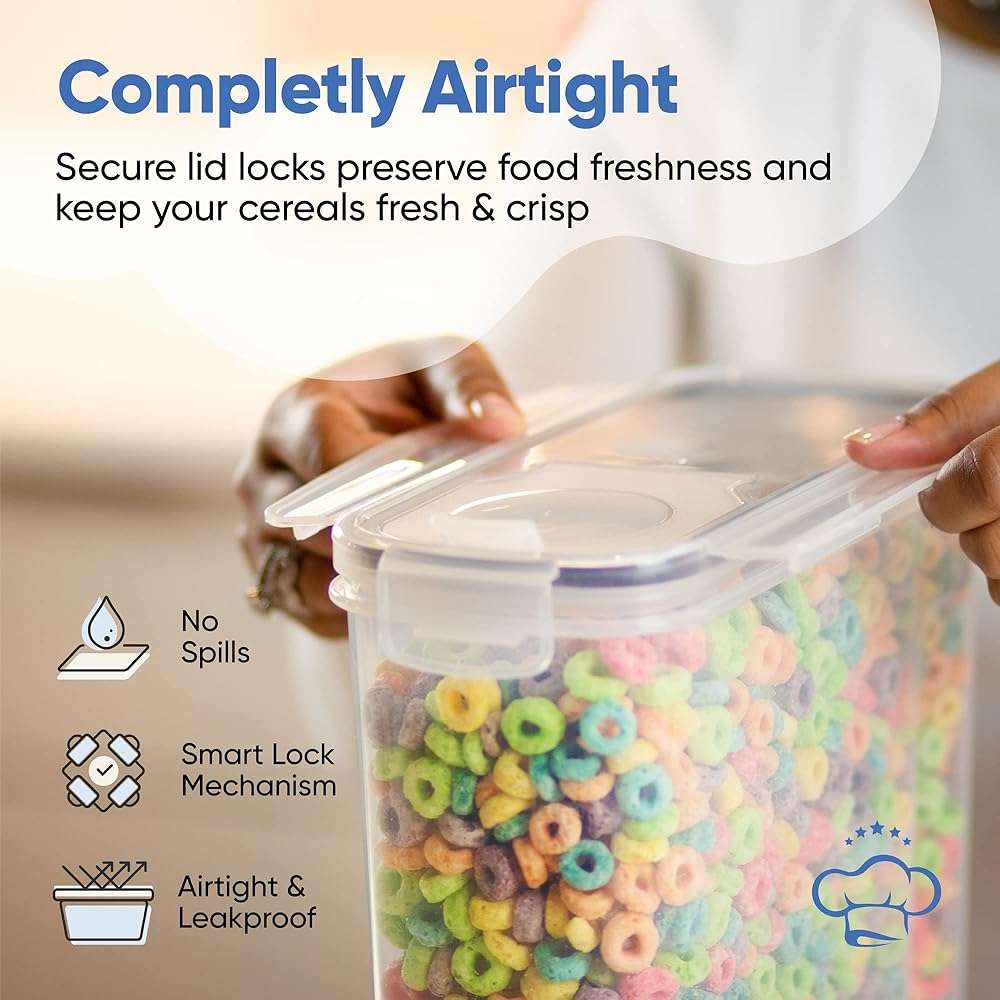 Cereal Containers Storage Set Large (4L,135.2 Oz), Airtight Food Storage Containers for Kitchen & Pantry Organization, Cereal Storage Container Set for Crunchiness, BPA Free Dispenser Keepers (4) - Image 4