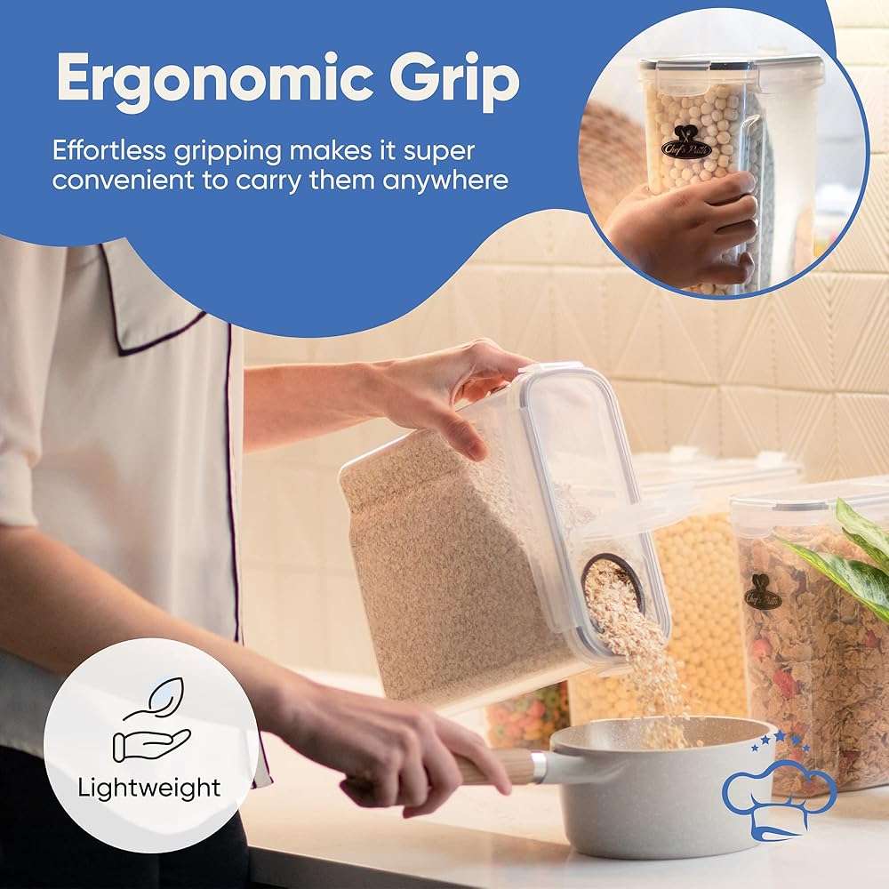 Cereal Containers Storage Set Large (4L,135.2 Oz), Airtight Food Storage Containers for Kitchen & Pantry Organization, Cereal Storage Container Set for Crunchiness, BPA Free Dispenser Keepers (4) - Image 7