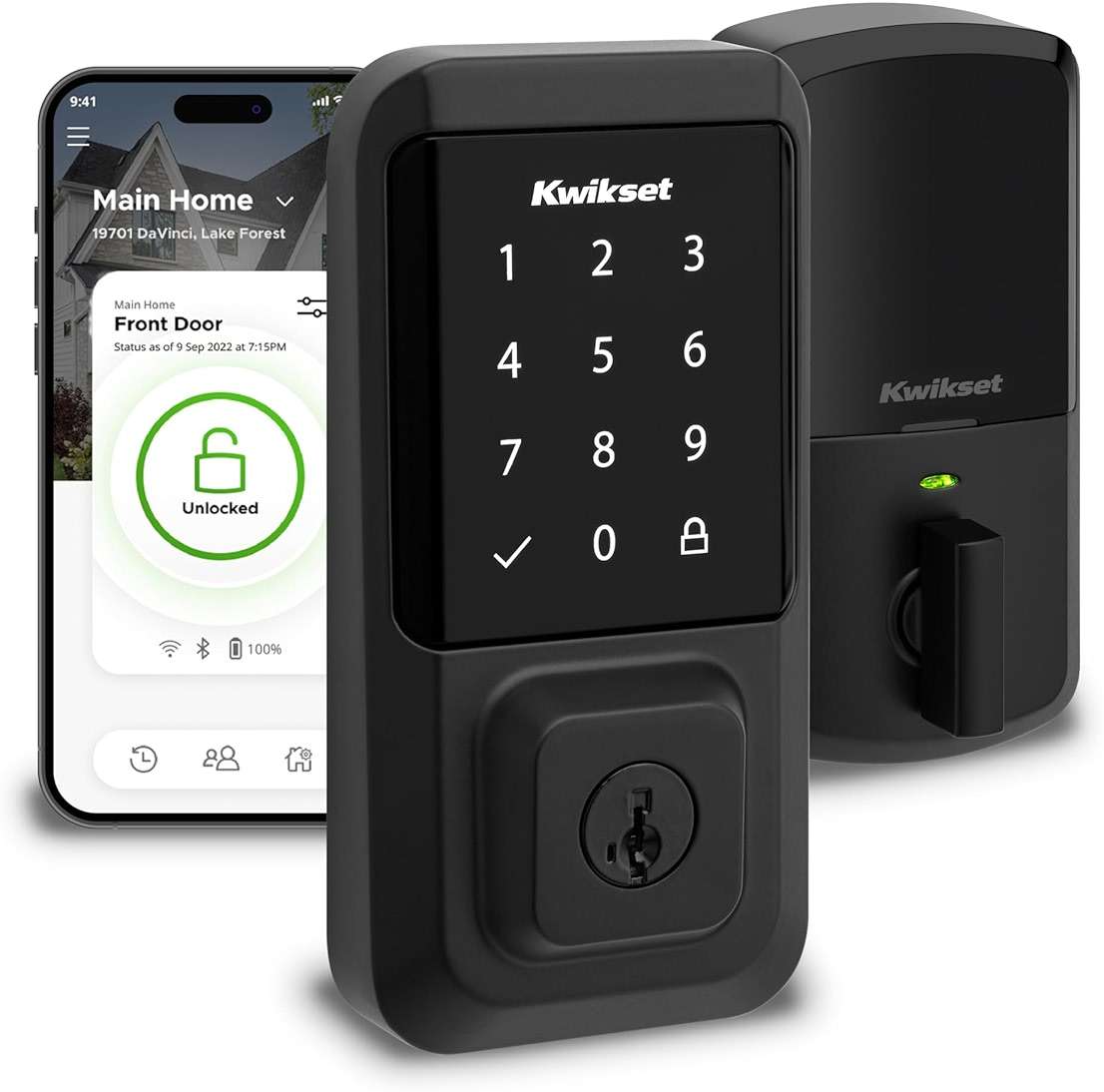 Kwikset Halo Wi-Fi Smart Lock, Keyless Entry Front Door Touchscreen Deadbolt, Matte Black Finish, Grade AAA Certified, UL Listed, Easy Install No Hub, App Control - Image 1