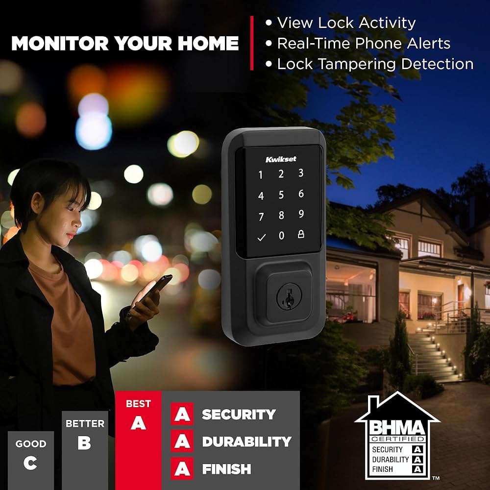 Kwikset Halo Wi-Fi Smart Lock, Keyless Entry Front Door Touchscreen Deadbolt, Matte Black Finish, Grade AAA Certified, UL Listed, Easy Install No Hub, App Control - Image 5
