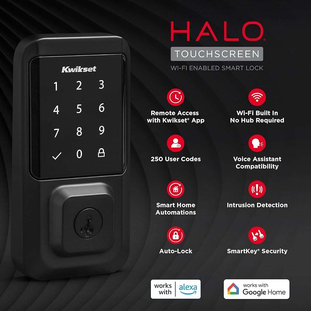 Kwikset Halo Wi-Fi Smart Lock, Keyless Entry Front Door Touchscreen Deadbolt, Matte Black Finish, Grade AAA Certified, UL Listed, Easy Install No Hub, App Control - Image 10