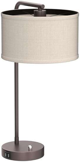 25" Tall Table Lamp with USB C+A Ports, Fully Stepless Dimmable Modern Minimalist Bedside Nightstand Lamp, Reading Desk Lamp for Bedroom, Living Room, Study Room, Office, 9W 3000K LED Bulb Included - Image 4