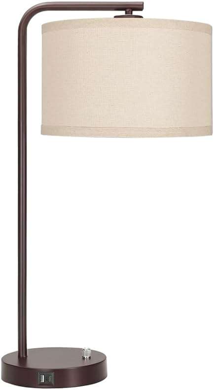 25" Tall Table Lamp with USB C+A Ports, Fully Stepless Dimmable Modern Minimalist Bedside Nightstand Lamp, Reading Desk Lamp for Bedroom, Living Room, Study Room, Office, 9W 3000K LED Bulb Included - Image 9
