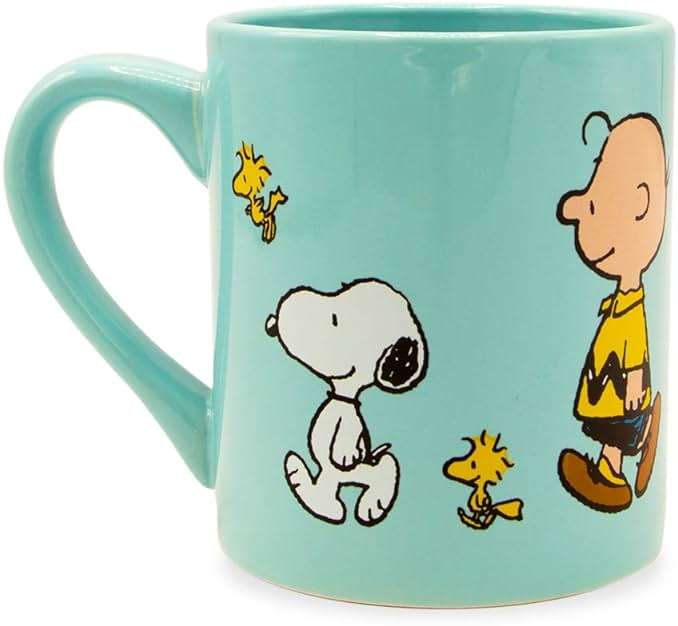 Silver Buffalo Peanuts Group Walk Featuring Charlie Brown, Snoopy, Woodstock, Linus, Sally, and Lucy Ceramic Mug, 14 Ounces - Image 3