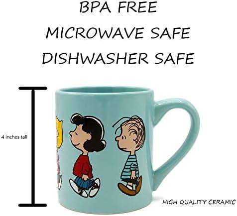 Silver Buffalo Peanuts Group Walk Featuring Charlie Brown, Snoopy, Woodstock, Linus, Sally, and Lucy Ceramic Mug, 14 Ounces - Image 4