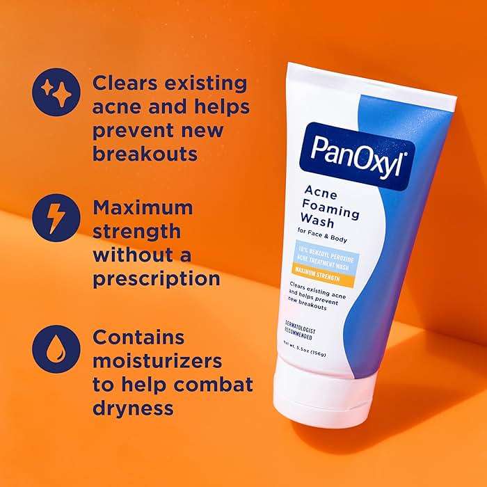 PanOxyl 10% Benzoyl Peroxide Acne Foaming Wash, Maximum Strength, Daily Acne-Fighting Face and Body Cleanser, Face Wash to Clear, Treat and Prevent Acne Pimples and Stubborn Breakouts, 5.5 Oz Tube - Image 2