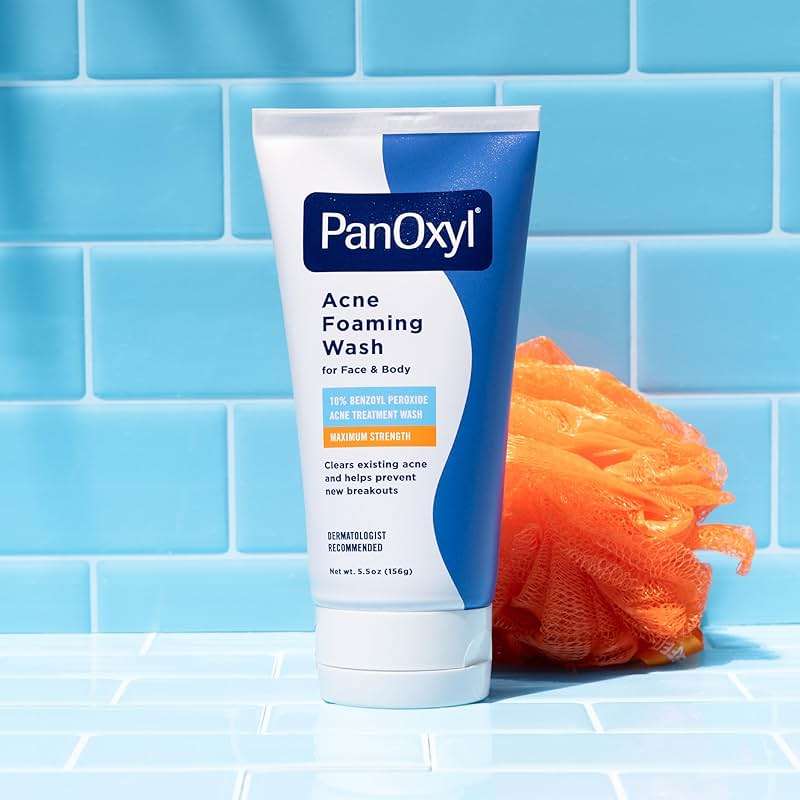 PanOxyl 10% Benzoyl Peroxide Acne Foaming Wash, Maximum Strength, Daily Acne-Fighting Face and Body Cleanser, Face Wash to Clear, Treat and Prevent Acne Pimples and Stubborn Breakouts, 5.5 Oz Tube - Image 7