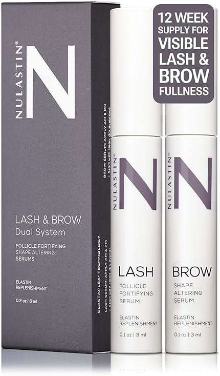 NULASTIN Eyelash Serum & Brow Serum - Lash & Brow Dual System - Eyebrow & Eyelash Enhancing Serums with Keratin & Peptides for Fuller Looking Lashes & Brows (2 Count, 0.1 Fl Oz Each) - Image 1