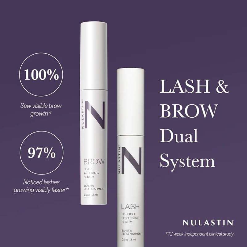 NULASTIN Eyelash Serum & Brow Serum - Lash & Brow Dual System - Eyebrow & Eyelash Enhancing Serums with Keratin & Peptides for Fuller Looking Lashes & Brows (2 Count, 0.1 Fl Oz Each) - Image 2