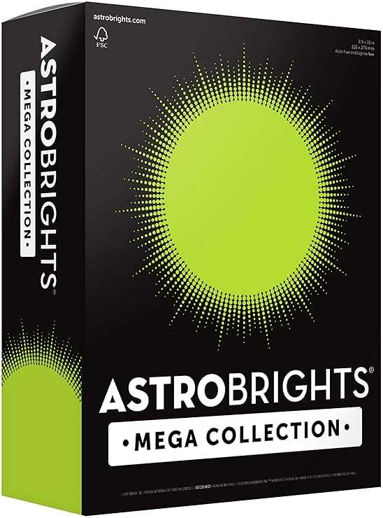Astrobrights Mega Collection, Colored Paper, Neon Green, 625 Sheets, 24 lb/89 gsm, 8.5" x 11" - MORE SHEETS! (91672) - Image 1