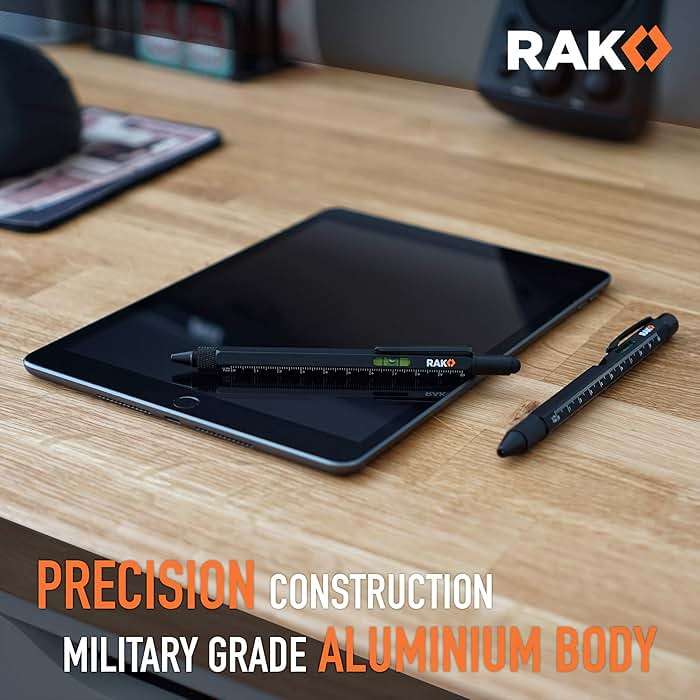 RAK Multitool Pen - Multi-Tool Pen Set 11 in 1, LED Light, Screwdrivers, Level, Ruler, Bottle Opener, and Stylus. Cool Gadgets Gifts for Men, Dad, EDC Tactical Pen Tool, Gift-Ready Box, Pack of 2 - Image 5