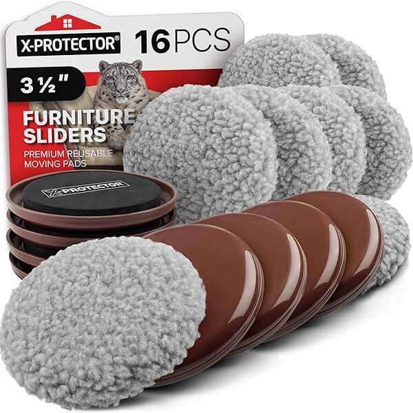 Furniture Sliders X-PROTECTOR - 8+8 Pack 3 1/2” - Multi-Surface Furniture Sliders for Carpet & Hard Floors - 8 Furniture Movers for Carpeted Floors and 8 Hardwood Socks - Move Your Furniture Easily! - Image 2