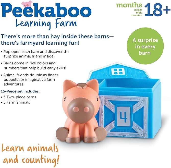 Learning Resources Peekaboo Learning Farm - Farm Animals for Toddlers, Educational Fine Motor Montessori Sets, Toddler Animal Toys, Counting, Sorting & Matching Barn Animal Toy, Little Animal Figures - Image 6