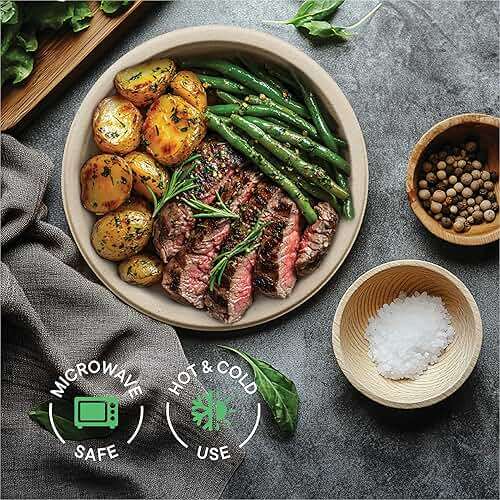 Paper Plates, 100% Compostable Heavy Duty Disposable 10 Inch Plate - [125-Pack] Eco-Friendly, Biodegradable Bagasse - (PFAS-Free) - (BPI Certified) - Image 4
