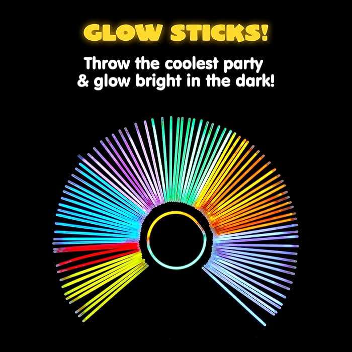JOYIN 144 Pcs 8" Glow sticks Bulk Party Favors Pack, Neon Glow in the Dark Party Supplies, Light Up Necklaces and Bracelets with Connectors, Easter, Football, Birthday Decorations - Image 2