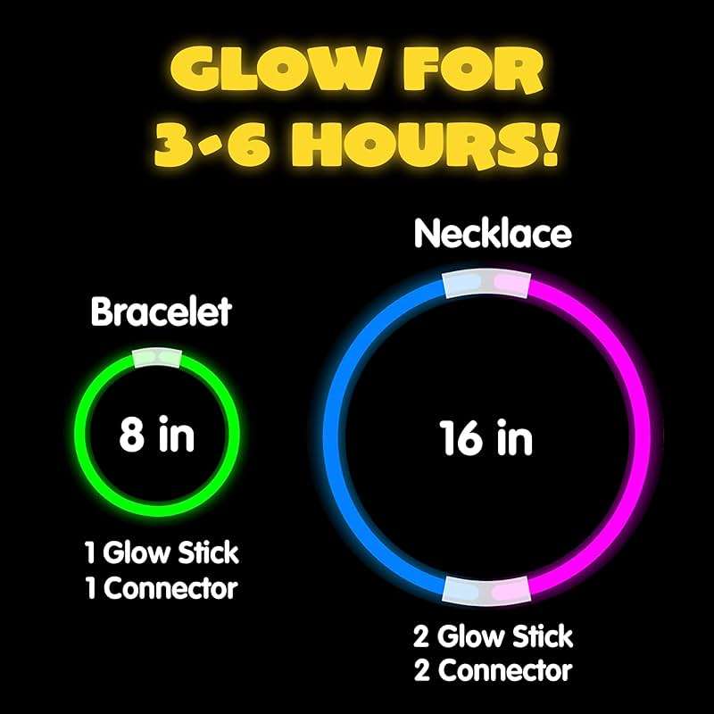 JOYIN 144 Pcs 8" Glow sticks Bulk Party Favors Pack, Neon Glow in the Dark Party Supplies, Light Up Necklaces and Bracelets with Connectors, Easter, Football, Birthday Decorations - Image 3