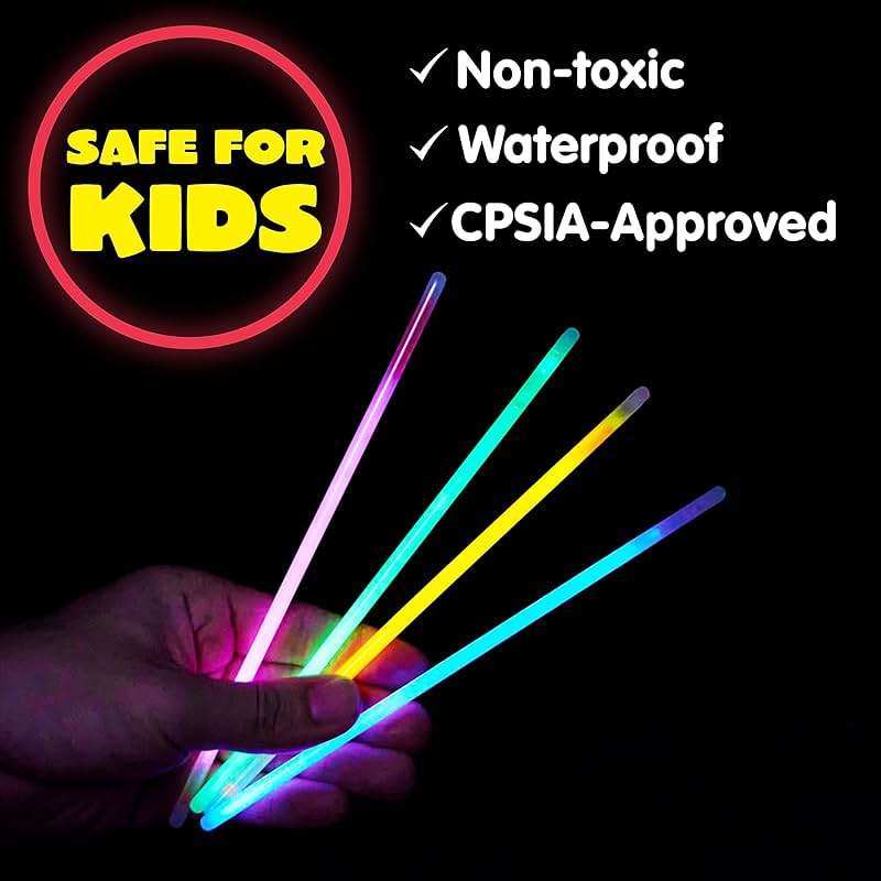 JOYIN 144 Pcs 8" Glow sticks Bulk Party Favors Pack, Neon Glow in the Dark Party Supplies, Light Up Necklaces and Bracelets with Connectors, Easter, Football, Birthday Decorations - Image 5