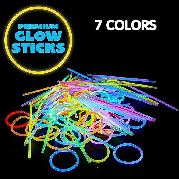 JOYIN 144 Pcs 8" Glow sticks Bulk Party Favors Pack, Neon Glow in the Dark Party Supplies, Light Up Necklaces and Bracelets with Connectors, Easter, Football, Birthday Decorations - Image 6