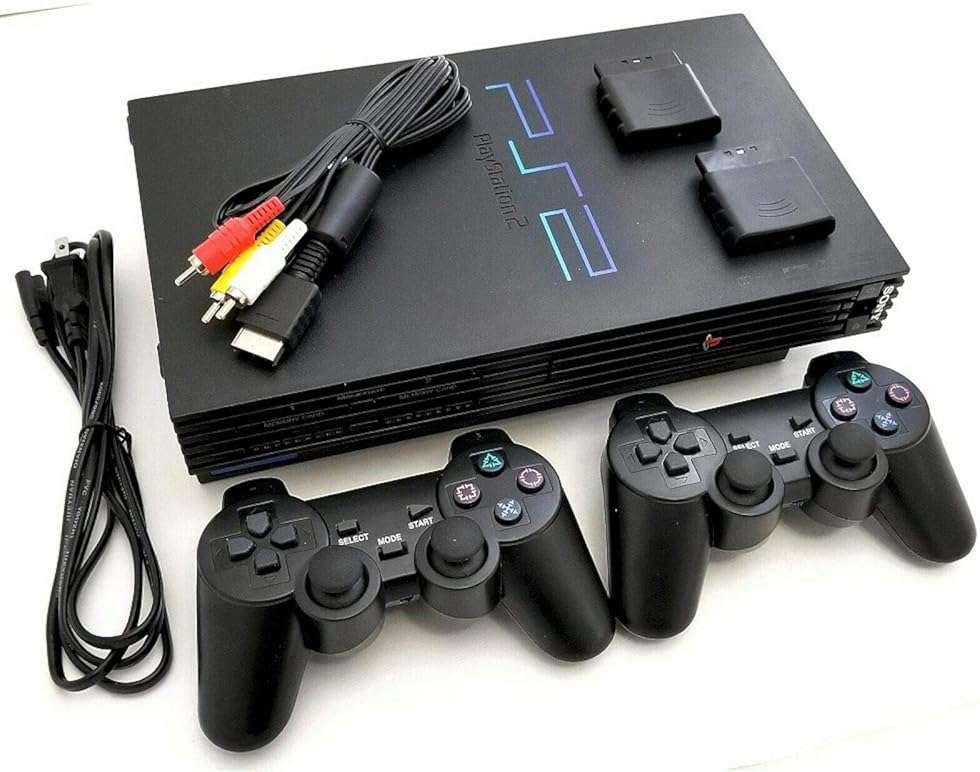 Sony PS2 Game System Gaming Console with 2 WIRELESS CONTROLLERS PLAYSTATION-2 Black (Renewed) - Image 2