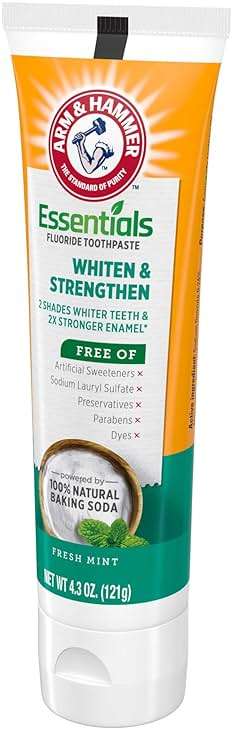 ARM & HAMMER Essentials Whiten & Strengthen Fluoride Toothpaste-4 Pack of 4.3oz Tubes, Fresh Mint- 100% Natural Baking Soda- Fluoride Toothpaste - Image 12