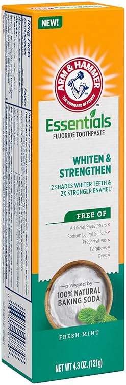 ARM & HAMMER Essentials Whiten & Strengthen Fluoride Toothpaste-4 Pack of 4.3oz Tubes, Fresh Mint- 100% Natural Baking Soda- Fluoride Toothpaste - Image 13