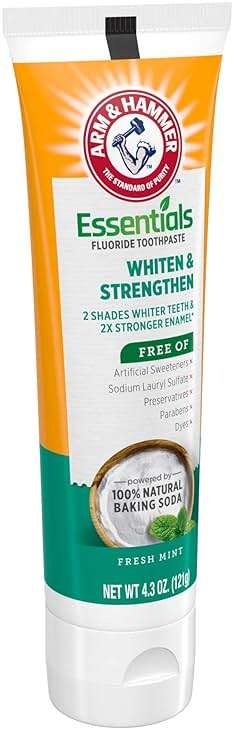 ARM & HAMMER Essentials Whiten & Strengthen Fluoride Toothpaste-4 Pack of 4.3oz Tubes, Fresh Mint- 100% Natural Baking Soda- Fluoride Toothpaste - Image 11
