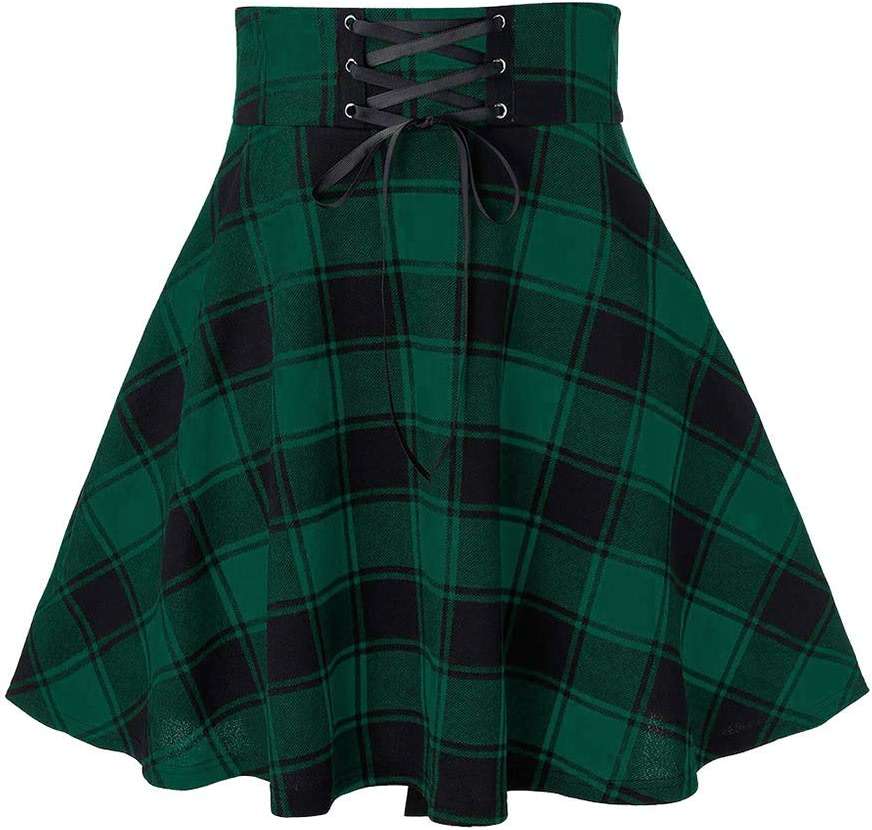IDEALSANXUN Gothic Plaid Mini Skirts for Women Short High Waist Plaid Skirts - Image 1