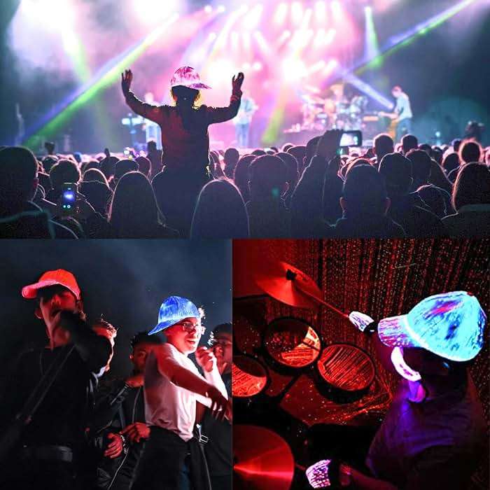 Ruconla Fiber optic cap LED hat with 7 colors luminous glowing EDC baseball hats USB Charging light up caps even party led crazy cap for event holiday - Image 7