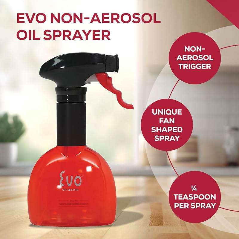 Evo Oil Sprayer Minis, Non-Aerosol for Olive, Cooking Oils, and Vinegars, Red, 8-Ounce Capacity, Set of 2 - Image 5