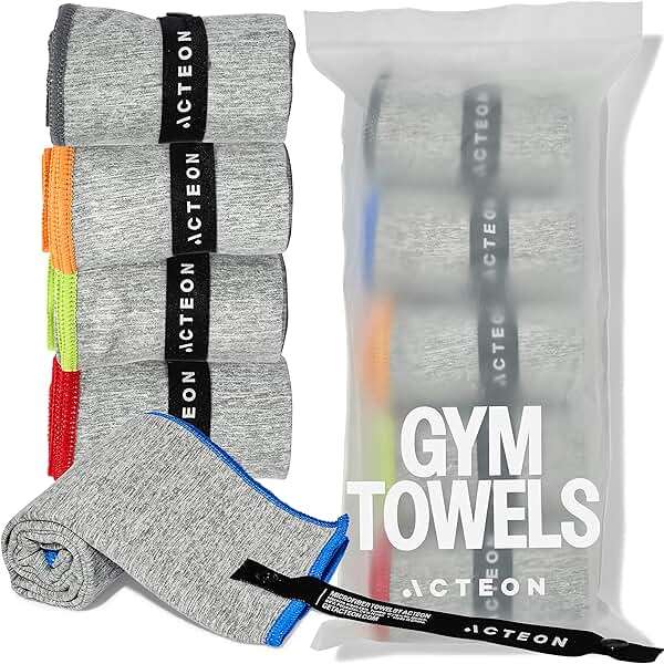 Acteon Microfiber Gym Towels 5 Pack, Quick Dry Silver ION Odor-Free Sweat Towel, Super Absorbent Fast Drying for Men & Women, Workout, Yoga, Running, Hiking, Travel – 16x30.5 Inch - Image 1