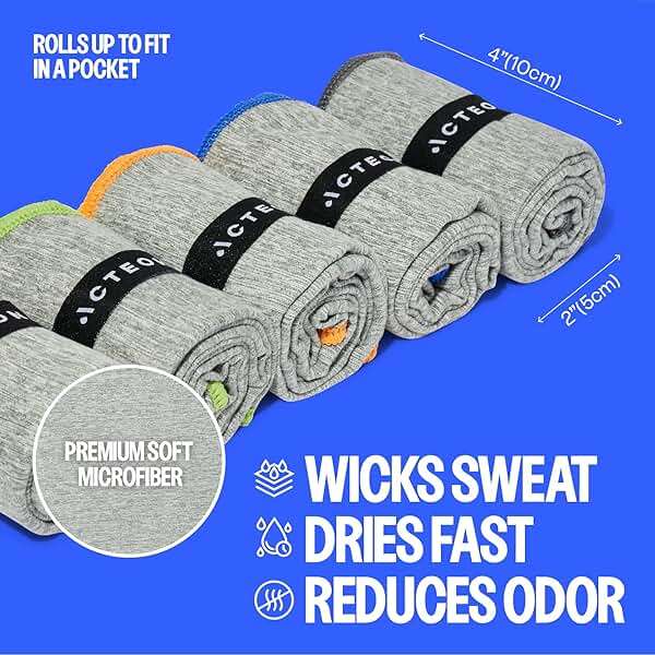 Acteon Microfiber Gym Towels 5 Pack, Quick Dry Silver ION Odor-Free Sweat Towel, Super Absorbent Fast Drying for Men & Women, Workout, Yoga, Running, Hiking, Travel – 16x30.5 Inch - Image 2