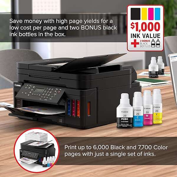Canon G7020 All-in-One Printer Home Office | Wireless Supertank (Megatank) Printer | Copier | Scan, | Fax and ADF with Mobile Printing, Black, Works with Alexa - Image 2