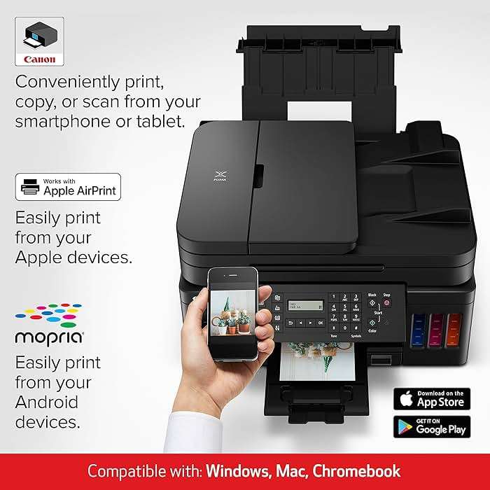 Canon G7020 All-in-One Printer Home Office | Wireless Supertank (Megatank) Printer | Copier | Scan, | Fax and ADF with Mobile Printing, Black, Works with Alexa - Image 5
