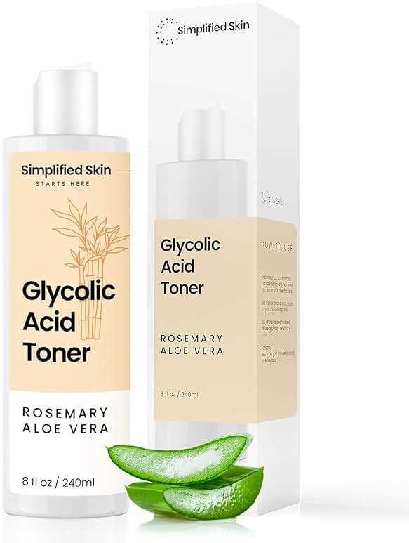 Glycolic Acid Toner for Face - 8% Facial Toning Solution - Hydrating, Anti-Aging, Exfoliates Skin with AHA, Aloe Vera, & Rosemary Extract for Women & Men - 8 Fl Oz - Image 1