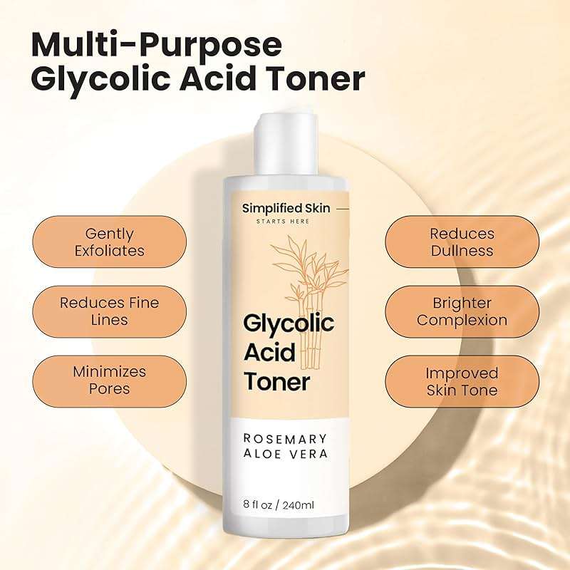 Glycolic Acid Toner for Face - 8% Facial Toning Solution - Hydrating, Anti-Aging, Exfoliates Skin with AHA, Aloe Vera, & Rosemary Extract for Women & Men - 8 Fl Oz - Image 4