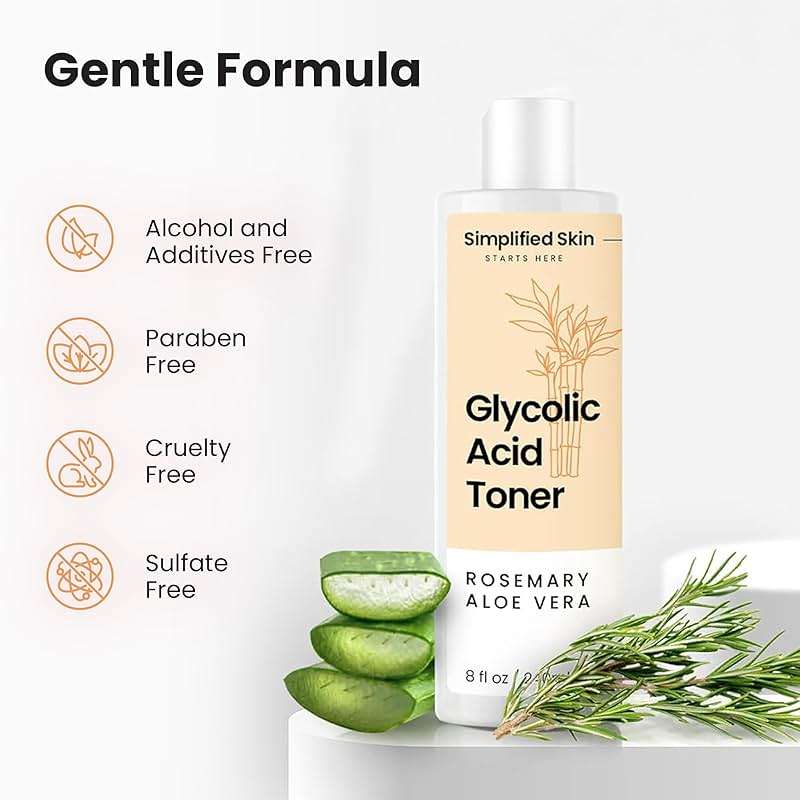 Glycolic Acid Toner for Face - 8% Facial Toning Solution - Hydrating, Anti-Aging, Exfoliates Skin with AHA, Aloe Vera, & Rosemary Extract for Women & Men - 8 Fl Oz - Image 6