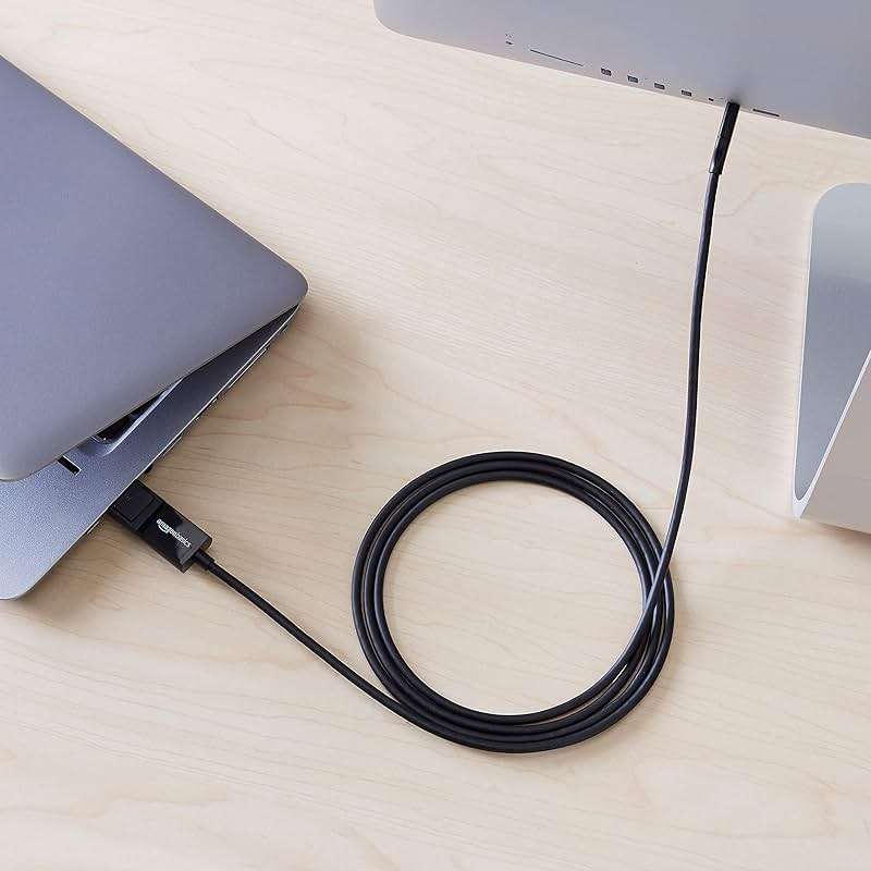 Amazon Basics Bi-Directional USB-C to DisplayPort Cable, Thunderbolt 3/4 Compatible, 4K@60Hz, DP Alt Mode, Plug & Play, 6-foot, Black - Image 7