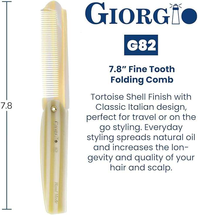 Giorgio G82 IVY 4 Inch Handmade Folding Pocket Comb for Men, Fine Tooth Hair Comb Straightener for Everyday Grooming Styling Hair, Beard or Mustache, Use Dry or with Balms, Saw Cut Hand Polished - Image 2