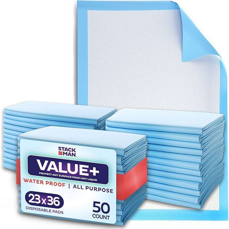 Chucks Pads Disposable [50-Pack] Underpads 23x36 Incontinence Chux Pads Absorbent Fluff Protective Bed Pads, Pee Pads for Babies, Kids, Adults & Elderly | Puppy Pads Large for Training Leak Proof - Image 1