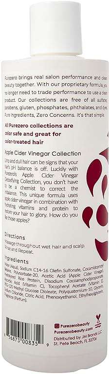 Purezero Apple Cider Vinegar Shampoo & Conditioner Set - Detox Scalp & Hair - pH balanced -Increase Hydration - Zero Sulfates, Parabens, Dyes - 100% Vegan & Cruelty Free - Great For Color Treated Hair - Image 6