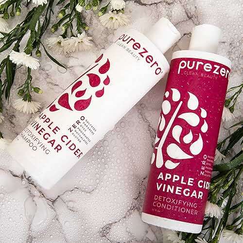 Purezero Apple Cider Vinegar Shampoo & Conditioner Set - Detox Scalp & Hair - pH balanced -Increase Hydration - Zero Sulfates, Parabens, Dyes - 100% Vegan & Cruelty Free - Great For Color Treated Hair - Image 8