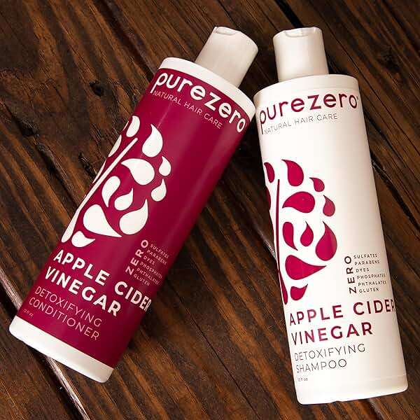 Purezero Apple Cider Vinegar Shampoo & Conditioner Set - Detox Scalp & Hair - pH balanced -Increase Hydration - Zero Sulfates, Parabens, Dyes - 100% Vegan & Cruelty Free - Great For Color Treated Hair - Image 9