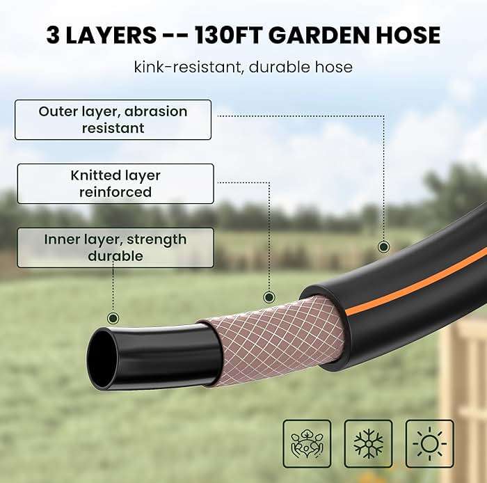 Giraffe Tools Retractable Garden Hose Reel 1/2 Inch x 130 ft, Super Heavy Duty, Any Length Lock, Slow Return System, Wall Mounted and 180 Deg Swivel Bracket - Image 4