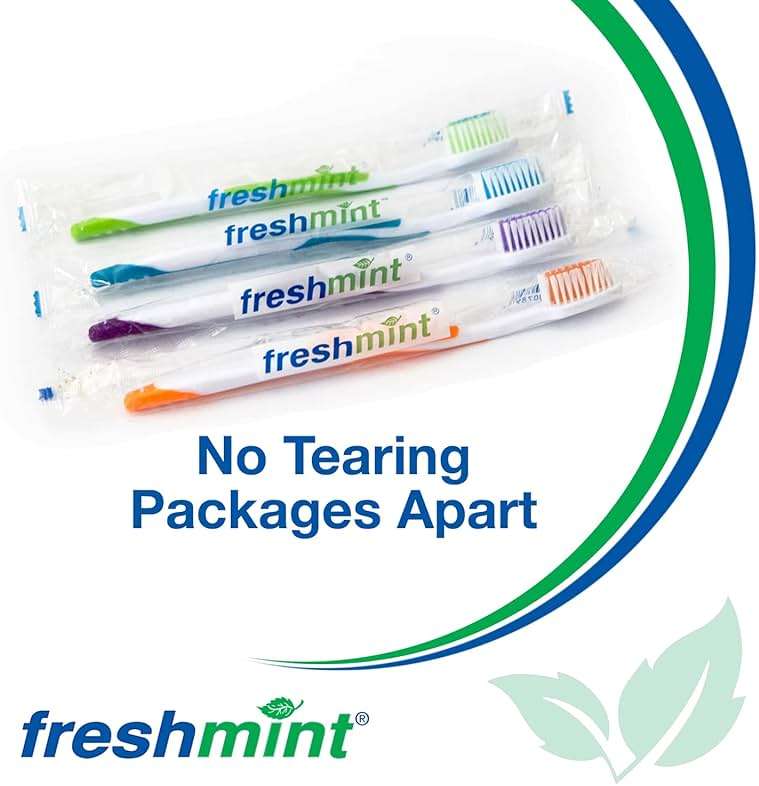 FRESHMINT Individually Wrapped Bulk Premium Toothbrushes (144 Pack), Oversized Easy Grip Handle, Soft Multi Color Nylon Bristles, Perfect for Travel, Hotel, Donation. Toothpaste Sold Separately. - Image 3