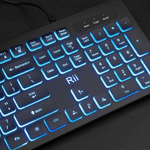 Rii Three Colors Backlit Keyboard and Mouse, Wired Keyboard and Mouse Combo, USB Keyboard and Mouse Set,Quiet Input Gaming Keyboard,Optical RGB Mouse for School,Office,Business and Gaming - Image 5