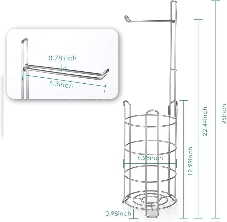 TomCare Toilet Paper Holder Toilet Paper Stand Free-Standing Toilet Tissue Paper Roll Bathroom Storage Shelf and Dispenser for 3 Spare Rolls Metal Wire Bathroom Accessories Storage Organizer - Image 2