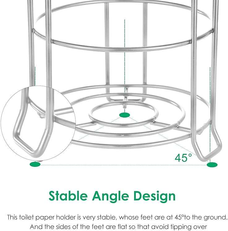 TomCare Toilet Paper Holder Toilet Paper Stand Free-Standing Toilet Tissue Paper Roll Bathroom Storage Shelf and Dispenser for 3 Spare Rolls Metal Wire Bathroom Accessories Storage Organizer - Image 5